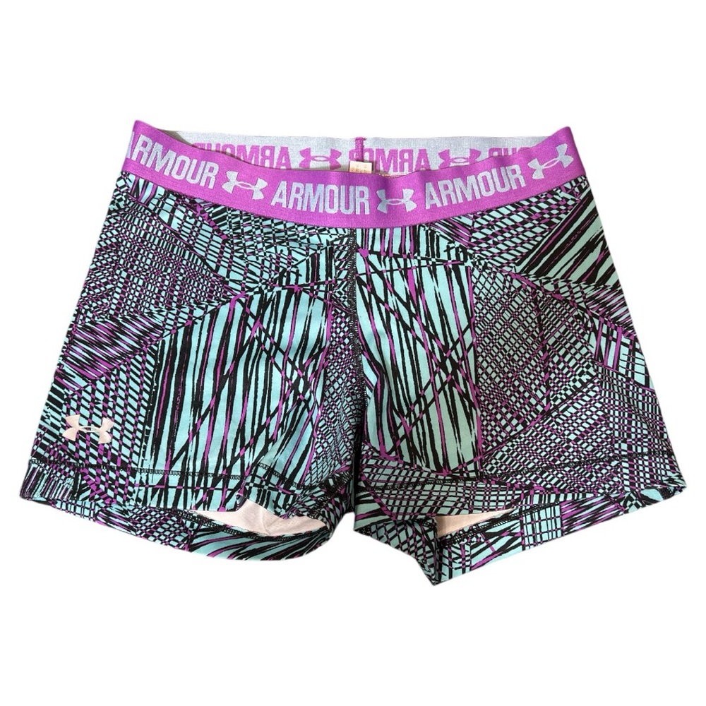 Women's Purple/Blue Under‎ Armour HeatGear Printed 3-Inch Shorts - Size Small